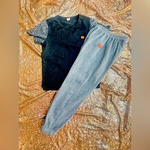 SHEIN boys 7Y Black and Gray  Matching Set